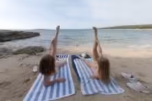 Mira D and Kristina in Kristina With Mira On A Tropical Nude Italian Beach Doing Yoga Naked, photo 3 of 4
