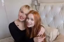 Greta Foss and Megan Murkovski in Megan Longoria - VR Behind The Scenes Part Three - Devious Stepsister Greta Foss Arranges First Threesome For Submissive Spinner, photo 1 of 4