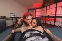 Sabien Demonia and Lady Fina in Two Hot MILFS Fuck In Tattoo Studio, photo 1 of 4
