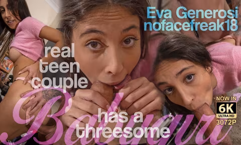 Real amateur teen couple has a threesome VR Porn Video