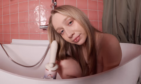Hot Shower And Sex Machine Is Too Much For My Yang Pussy with Roosa