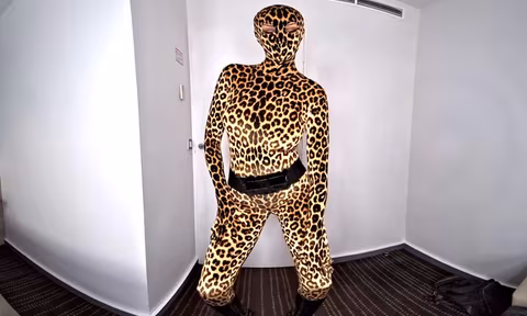 Nora Fox Leopard Zentai Encasement with Nora Fox