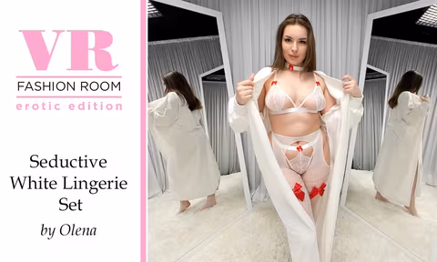 Olena Tries On Seductive White Lingerie Set VR Porn Video